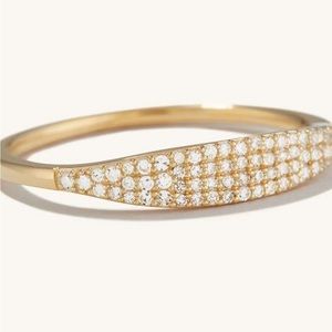 Mejuri 14K Yellow Gold Pavé Diamond Slim Signet Ring Size 8
